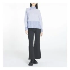 Ganni Organic Cotton Asymmetric Collar Striped Shirt | Grey Blue -American Vintage Shop unnamed file 1010