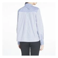 Ganni Organic Cotton Asymmetric Collar Striped Shirt | Grey Blue -American Vintage Shop unnamed file 1012