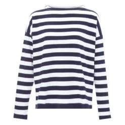 Breton Organic Cotton Shawl Neck Sweatshirt | Navy Blue