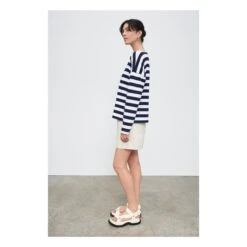 Breton Organic Cotton Shawl Neck Sweatshirt | Navy Blue -American Vintage Shop unnamed file 109