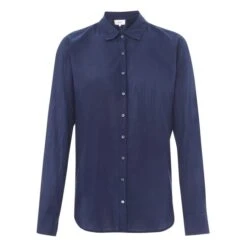 Beau Cotton Poplin Shirt | Navy Blue