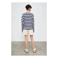 Breton Organic Cotton Shawl Neck Sweatshirt | Navy Blue -American Vintage Shop unnamed file 110