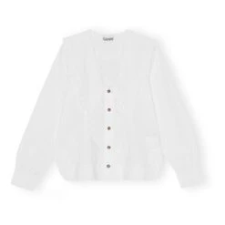 Ganni Organic Cotton Poplin V-Neck Shirt | White