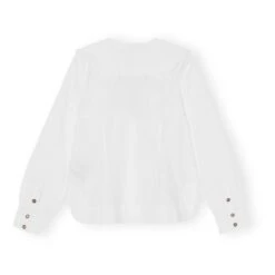 Ganni Organic Cotton Poplin V-Neck Shirt | White -American Vintage Shop unnamed file 1124