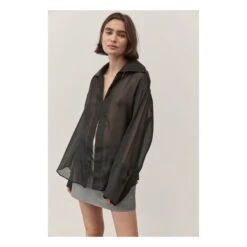 Sheer Silk And Cotton Shirt | Black -American Vintage Shop unnamed file 1172