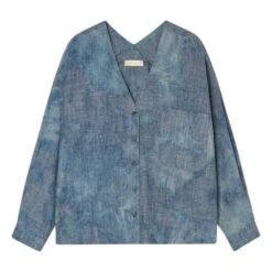 Momoni Tiara Tie-Dye Light Chambray Shirt | Blue