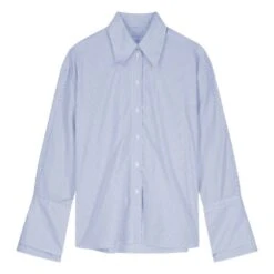 Double-Cuff Striped Shirt | Blue