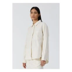 Lala Textured Organic Cotton Check Shirt | Ecru