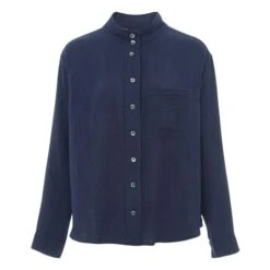 Finley Cotton Muslin Shirt | Navy Blue