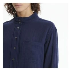 Finley Cotton Muslin Shirt | Navy Blue -American Vintage Shop unnamed file 1334