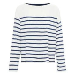 Bellerose Vailo Striped Organic Cotton T-shirt - Women's Collection | Navy Blue