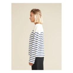 Bellerose Vailo Striped Organic Cotton T-shirt - Women's Collection | Navy Blue -American Vintage Shop unnamed file 1480