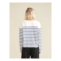 Bellerose Vailo Striped Organic Cotton T-shirt - Women's Collection | Navy Blue -American Vintage Shop unnamed file 1484