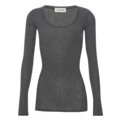 American Vintage Massachusetts Crew Neck Long Sleeve T-shirt | Marled Charcoal Grey