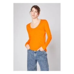 American Vintage Jacksonville Long Sleeve U-Neck T-Shirt | Orange -American Vintage Shop unnamed file 1586