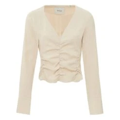 Linen V-Neck Top | Cream