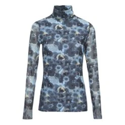 Ganni Roll Neck Floral T-shirt | Blue