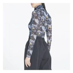 Ganni Roll Neck Floral T-shirt | Blue -American Vintage Shop unnamed file 1647