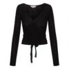 Anne Woollen Wrap Over Cardigan | Black