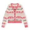 Ganni Cardigan Logo Laine Recyclée | Red