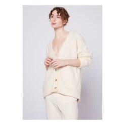 American Vintage East Alpaca Wool Cardigan | Heather White -American Vintage Shop unnamed file 1672