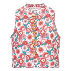 ANTIK BATIK Blossom Sleeveless Quilted Vest | Red