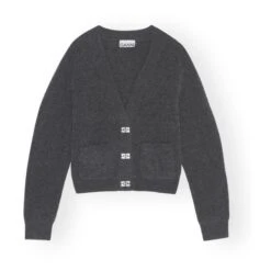 Ganni Cardigan Solid Alpaga Et Laine Mérinos | Carbon