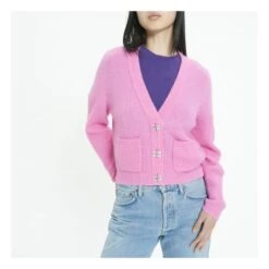 Ganni Cardigan Solid Alpaga Et Laine Mérinos | Pink -American Vintage Shop unnamed file 1770