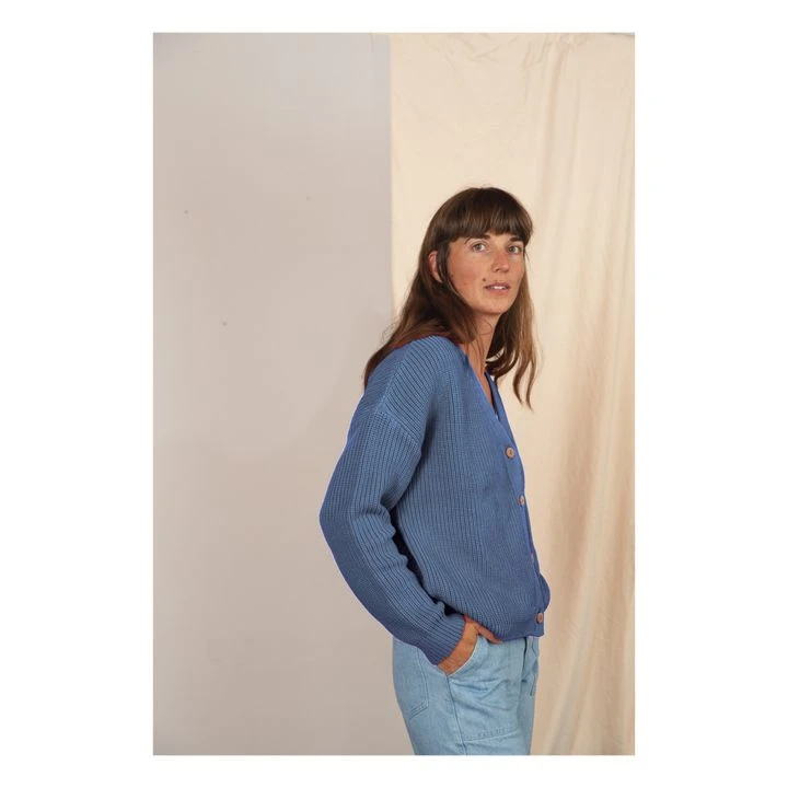 Organic Cotton Cardigan | Blue 2 Organic Cotton Cardigan | Blue - Image 2