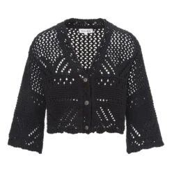 Crochet Knit Cardigan | Black