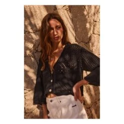 Crochet Knit Cardigan | Black -American Vintage Shop unnamed file 1788