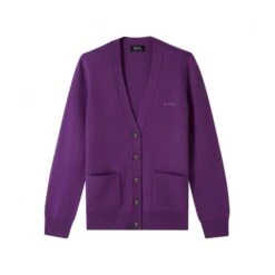 A.P.C. Louisa Merino Wool Cardigan | Purple