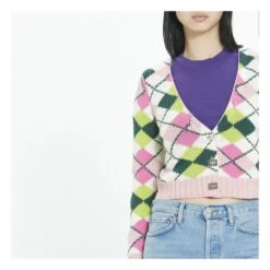 Ganni Cardigan Graphique Coton Bio | Red -American Vintage Shop unnamed file 1809