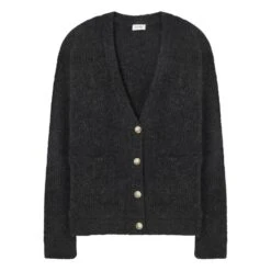 American Vintage East Alpaca Wool Cardigan | Marled Charcoal Grey