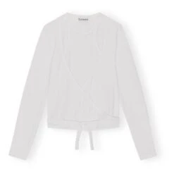 Ganni Ribbed Wrap Over Top | White