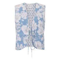ANTIK BATIK Peony Sleeveless Quilted Vest | Blue