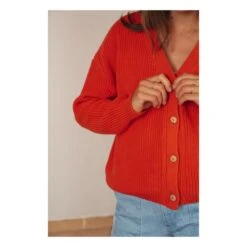Organic Cotton Cardigan | Red -American Vintage Shop unnamed file 1876