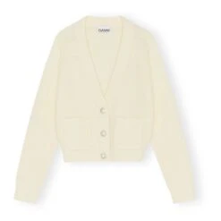 Ganni Solid Alpaca And Merino Wool Cardigan | Cream