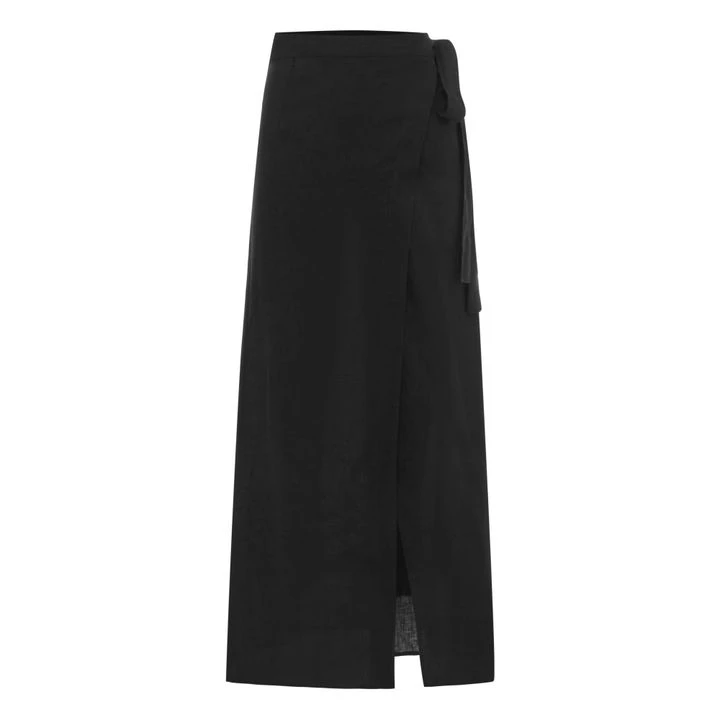 Split Wrap Linen Skirt | Black 1 Split Wrap Linen Skirt | Black