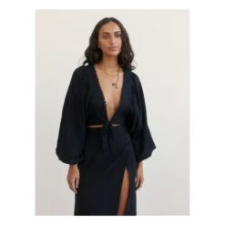 Split Wrap Linen Skirt | Black 5 Split Wrap Linen Skirt | Black -American Vintage Shop unnamed file 1958