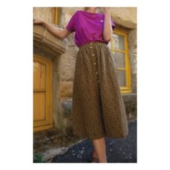 Minette Leopard Print Cotton Gauze Midi Skirt - Women’s Collection | Caramel -American Vintage Shop unnamed file 1975