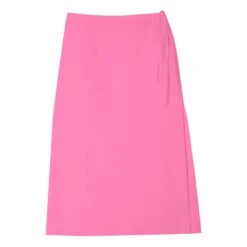 Linen Midi Skirt | Fuchsia