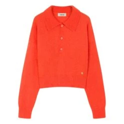 Moelli Super Kid Mohair Polo Sweatshirt | Orange