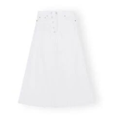 Ganni Jupe Double Fly Denim Coton Bio | White