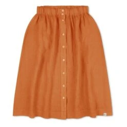 Linen Midi Skirt | Rust