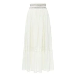 Embroidered Long Skirt | Off White