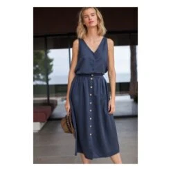 Minette Silk Midi Skirt - Women’s Collection | Navy Blue