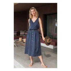 Minette Silk Midi Skirt - Women’s Collection | Navy Blue -American Vintage Shop unnamed file 2313