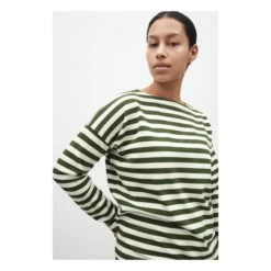 Breton Organic Cotton Slash Neck Sweatshirt | Dark Green -American Vintage Shop unnamed file 265