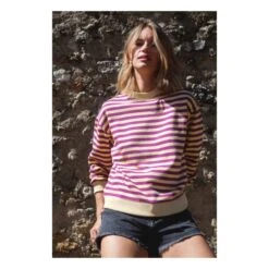 Nautical Organic Cotton Striped Sweater - Women’s Collection | Fuchsia